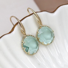 Decorative Faux Gold Set Pale Aqua Crystal Earrings by Peace of Mind